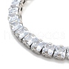 Brass Pave Clear Cubic Zirconia Square Link Bracelets BJEW-YWC0002-09P-2