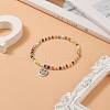 Colorful Seed Beaded Stretch Bracelet with Brass Charms for Women BJEW-JB09218-01-2