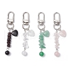 4Pcs Heart Round Natural Green Aventurine & Quartz Crystal & Rose Quartz & Obsidian Pendant Decorations HJEW-JM03194-2