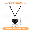 FIBLOOM 3Pcs 3 Colors Glass Heart Pendant Necklaces Set with Plastic Beaded Chains NJEW-FI0001-40-10