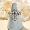 Brass Micro Pave Clear Cubic Zirconia Cuff Rings RJEW-U035-02GP-03-2