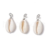 Natural Cowrie Shell Pendants PALLOY-JF03711-02-1