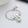 Butterfly 925 Sterling Silver Cable Chain Adjustable Finger Rings for Women FS-WG3E563-01-2