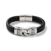 Men's Braided Black PU Leather Cord Bracelets BJEW-K243-13AS-1