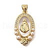 Brass Micro Pave Cubic Zirconia ABS Imitation Pearl Pendants KK-D328-02G-A-1