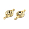 Brass Micro Pave Clear & Black Cubic Zirconia Connector Charms KK-E068-VB372-3