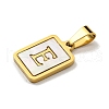 PVD Vacuum Plating 304 Stainless Steel Pave Natural White Shell Pendants STAS-S130-03G-E-2