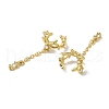 Rack Plating Brass Pave Clear Cubic Zirconia Leaf with Chain Cuff Earrings for Women EJEW-P280-13G-2