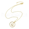 Brass Micro Pave Clear Cubic Zirconia Ring Pendant Necklaces NJEW-P322-A01-G-4
