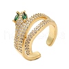 Cubic Zirconia Snake Open Cuff Rings RJEW-M148-09G-3