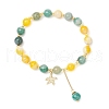 Natural Dyed Striped Agate Round Beaded Bracelets BJEW-JB11936-02-2