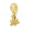 Rack Plating Brass Pave Colorful Cubic Zirconia Flower European Dangle Charms KK-Z067-34G-1