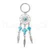 Woven Net/Web with Feather Alloy Gemstone Keychain KEYC-JKC01180-01-1
