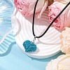 3D Heart Glass Seed Beads Pendant Necklaces NJEW-MZ00046-4