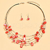 Bohemian Style Alloy & Shell Nuggets Beaded Multilayer Necklaces & Dangle Earrings Sets FS-WG9A8A7-06-1