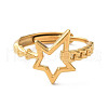 Ion Plating(IP) 304 Stainless Steel Hollow Star Adjustable Rings RJEW-D006-23G-2