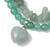 2pcs 2 Styles 6mm Round & Chip Natural Green Aventurine Beaded Stretch Bracelet Sets BJEW-TA00517-02-3