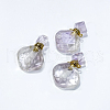 Rhombus Natural Amethyst Perfume Bottle Pendants G-H241-01D-G-01-1