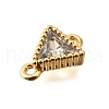 Brass Clear Cubic Zirconia Connector Charms KK-U065-07G-2