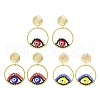 Evil Eye Handmade Glass Seed Beads Dangle Stud Earrings EJEW-MZ00371-2