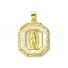 Real 18K Gold Plated Brass Micro Pave Cubic Zirconia Pendants KK-H472-14G-03-1