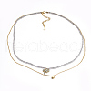 Faceted Natural Labradorite Tiered Necklaces NJEW-F212-13G-1