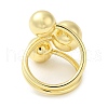 Rack Plating Brass Triple Round Ball Open Cuff Rings RJEW-D015-03G-3