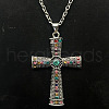 Alloy Rhinestone Cross Pendant Necklaces NX3454-3-1