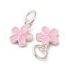 Fine Silver Pearl Pink Enamel Flower Charms STER-A047-04B-S-2