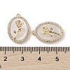 Brass Micro Pave Clear Cubic Zirconia with Shell Pendants KK-G491-37G-3