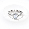Teardrop Brass Micro Pave Cubic Zirconia Cuff Bangles & Rings Sets for Women SJEW-R002-04P-01-2