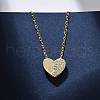 925 Sterling Silver Micro Pave Clear Cubic Zirconia Heart Pendant Necklaces for Women NJEW-D316-04G-1