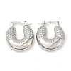 Donut Brass Hoop Earrings with Clear Cubic Zirconia EJEW-Q791-01P-1