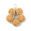 5Pcs 5 Colors Natural Lava Rock Dyed Beaded Pendants PALLOY-TA00086-2