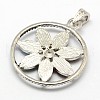 Vintage Chakra Jewelry Zinc Alloy Bezel Gemstone Pendants X-G-M039-03-3