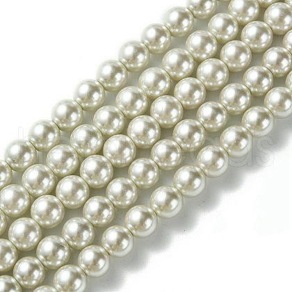Eco-Friendly Glass Pearl Beads Strands HY-A008-8mm-RB007-1