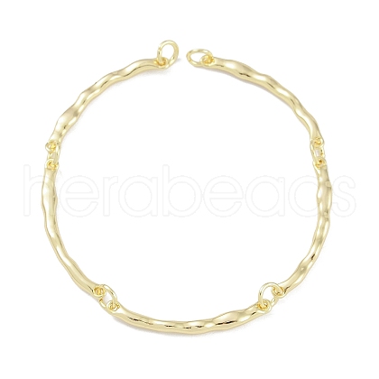 Brass Textured Bar Link Chain Bracelet Making KK-U020-04G-1