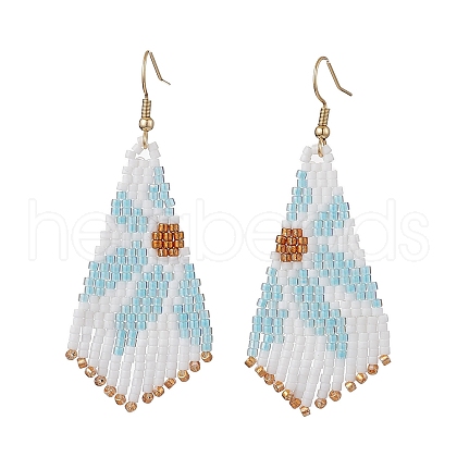 Glass Seed Beaded Dangle Earrings EJEW-MZ00167-01-1