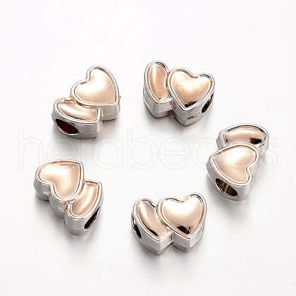 Heart Alloy European Large Hole Beads PALLOY-O065-28-1