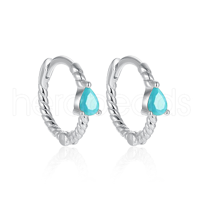 Simple S925 Sterling Silver Twisted Teardrop Hoop Earrings NS9884-5-1