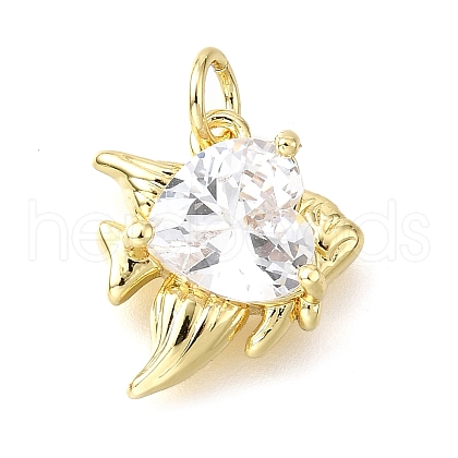 Brass Micro Pave Cubic Zirconia Pendants KK-V011-28G-B-1