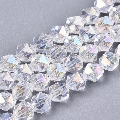 Electroplate Transparent Glass Beads Strands X-EGLA-T019-06L-1