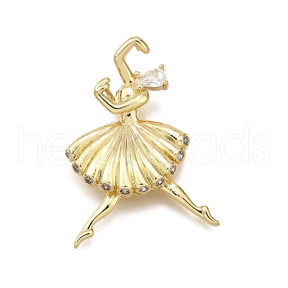 Rack Plating Brass Micro Pave Cubic Zirconia Pendants KK-D343-14G-D-1