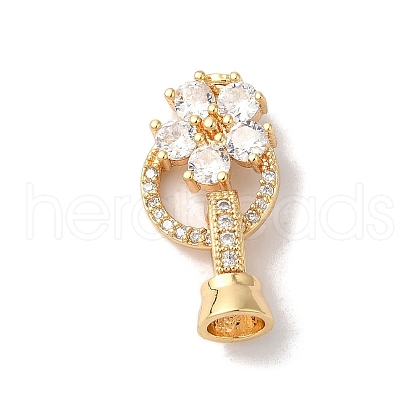 Brass Micro Pave Cubic Zirconia Fold Over Clasps KK-B098-08G-01-1
