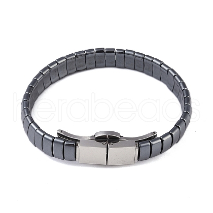 Synthetic Non-Magnetic Hematite Beaded Bracelets for Men BJEW-E102-01P-1