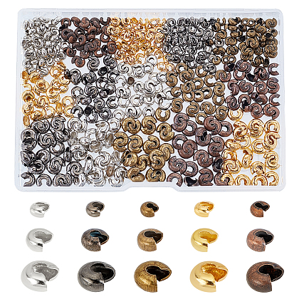 CHGCRAFT 1200Pcs 15 Style Iron Crimp Beads Covers IFIN-CA0001-37-1