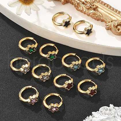 304 Stainless Steel Star Hoop Earrings EJEW-P309-01G-1