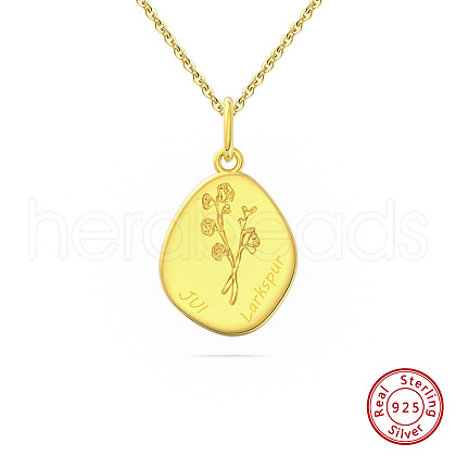Birth Flower Style 925 Sterling Silver Pendant Necklaces STER-M116-05C-G-1