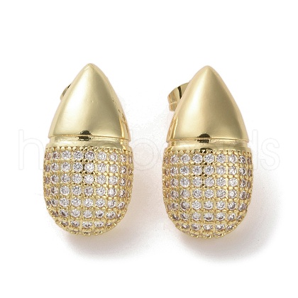 Brass Micro Pave Cubic Zirconia Stud Earrings EJEW-H308-08G-03-1