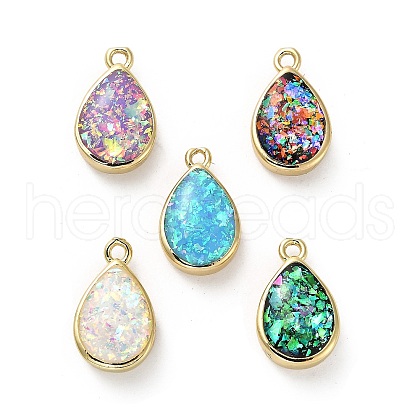 Brass Pendants with Synthetic Opal KK-A239-02G-1
